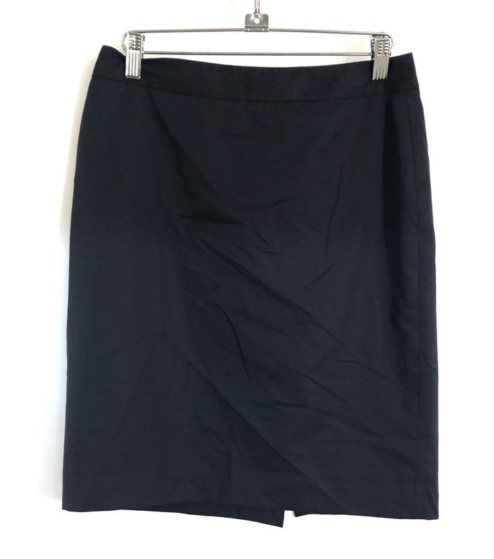 Brooks Brothers Women's Navy Stretch Wool Wrap Front Pencil Skirt Sz 4P