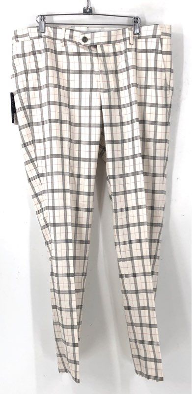 NWT Barabas Women's White Plaid Dress Pants - Size 36