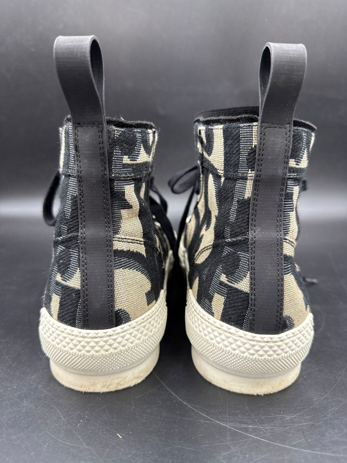 Dior B23 High-Top Tan/Black Oblique Jacquard Canvas Sneakers - Size 41 (+COA)