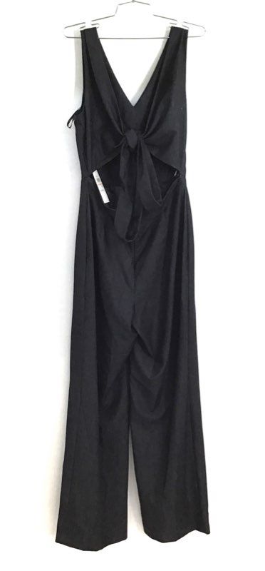 Calvin Klein Women's Blue V-Neck Wide Leg Tie Back Jumpsuit Size 10 NWT