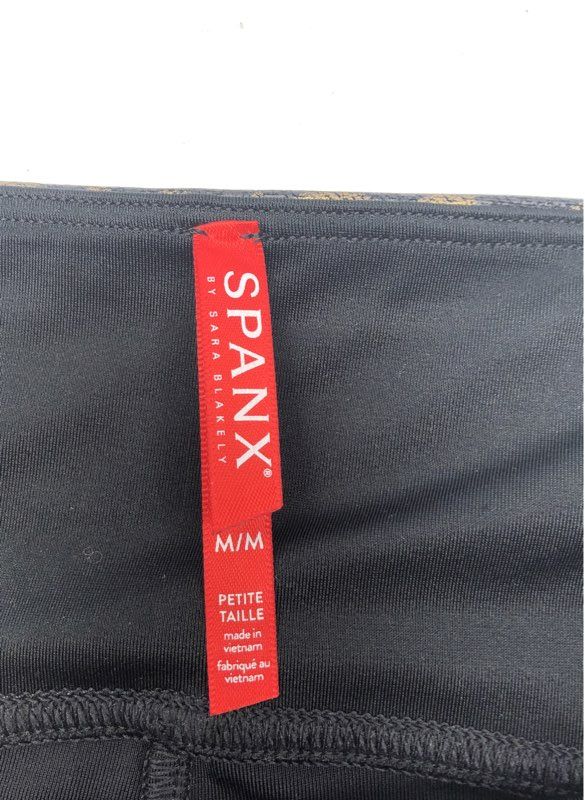 Spanx Women's Bronze Black Leopard Print Faux Leather Leggings Sz M Petite