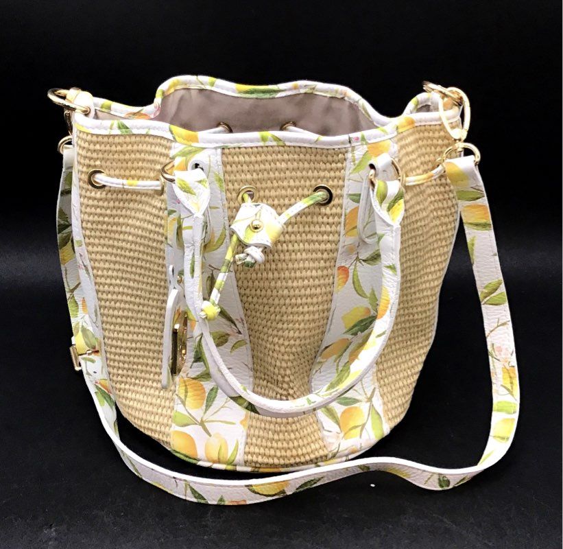 Valentina Multicolor Lemon Print Bucket Bag