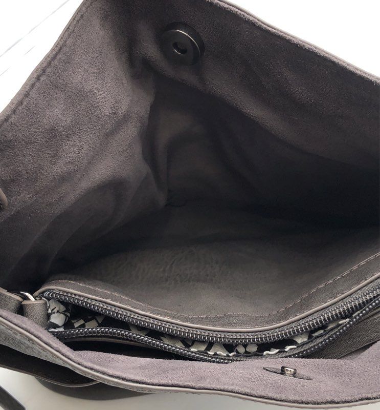 Steve Madden Charcoal Grey Faux Leather Grommet Strap Shoulder Hobo Bag
