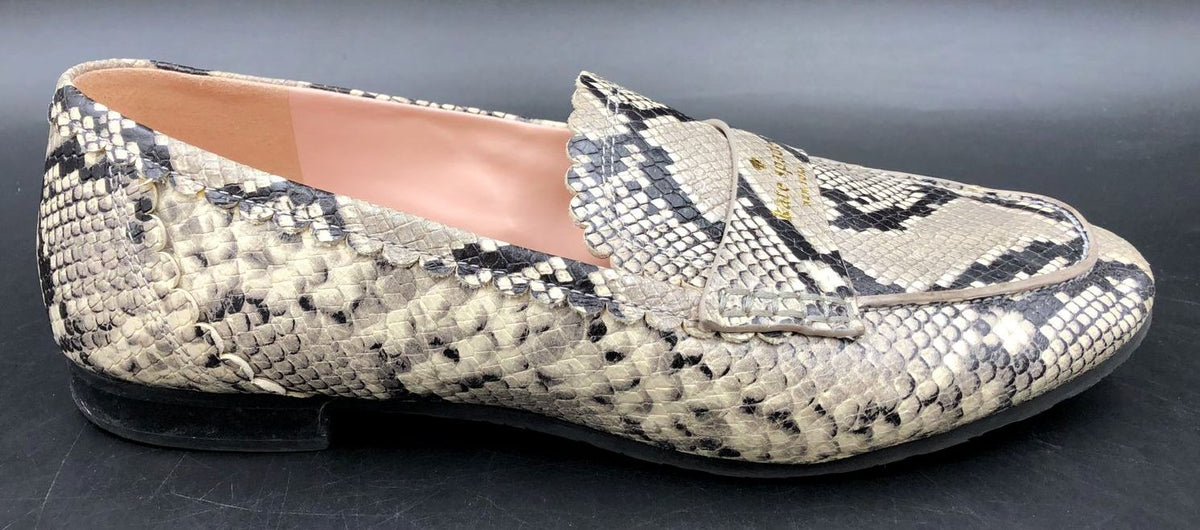 Kate Spade &#39;Cara Flora&#39; Women&#39;s Grey Snake Print Leather Flats - Sz 8.5B (+COA)