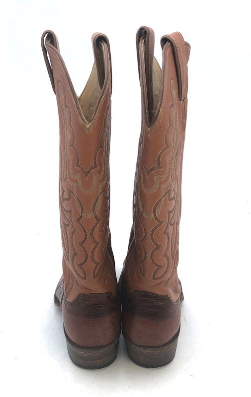 Justin Teju Lizard Skin Brown Cognac Western Cowboy Boots Size 7 B