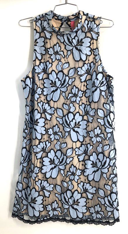 Plenty by Tracy Reese Women's Misty Blue Floral Lace Mock Neck Dress NWT Sz 12