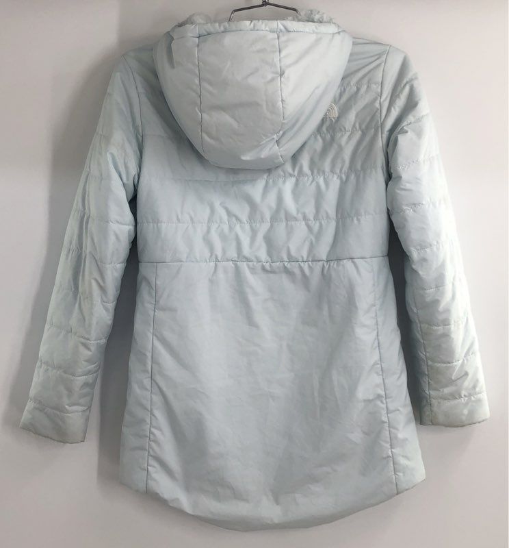 The North Face Girl's Light Blue Hooded Puffer Jacket Fleece Lined Sz M 10/12