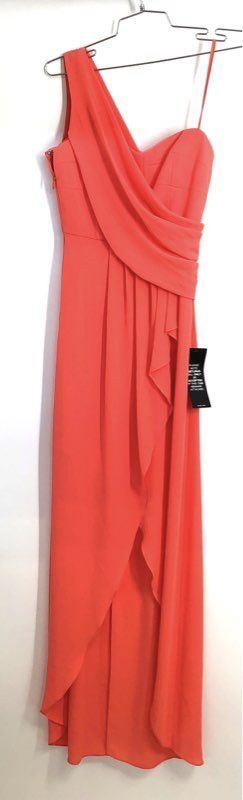 BCBGMAXAZRIA Women's Kail Gown Ambrosia Orange One Shoulder Ruffle Sz 0 NWT