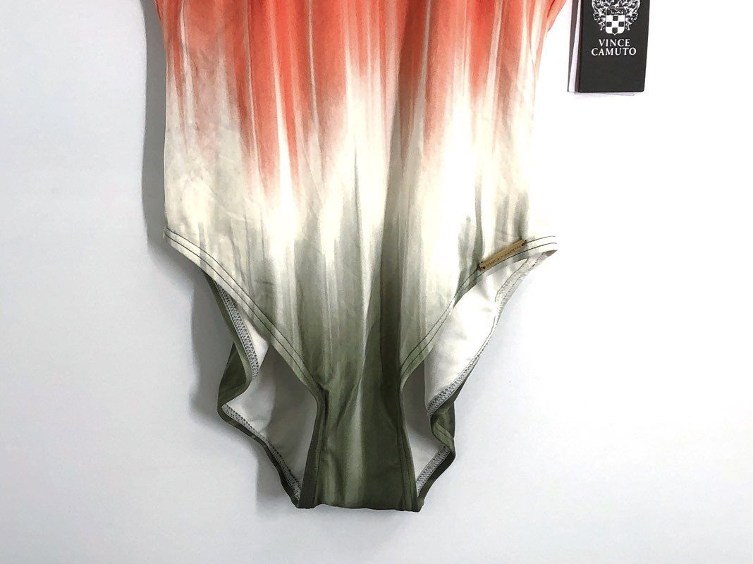 Vince Camuto Women's One Piece Swimsuit Ombre Stripe Safari Green NWT Sz 6