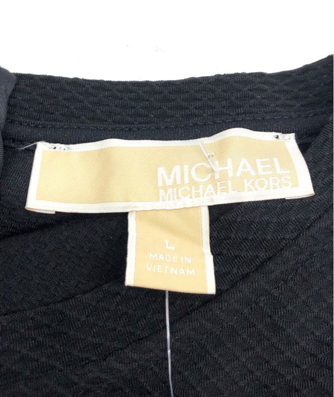 Michael Kors Women's Black Fit & Flare Sleeveless Mesh Insert Dress NWT Sz L