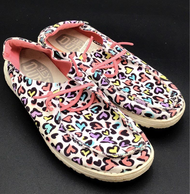 Hey Dude Boys Wendy White Leopard Slip-On Casual Shoes - Size 5