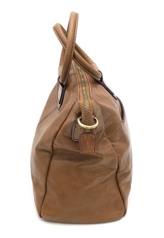 Hobo Brown Leather Satchel Bag Ring Handles Top Handle Purse