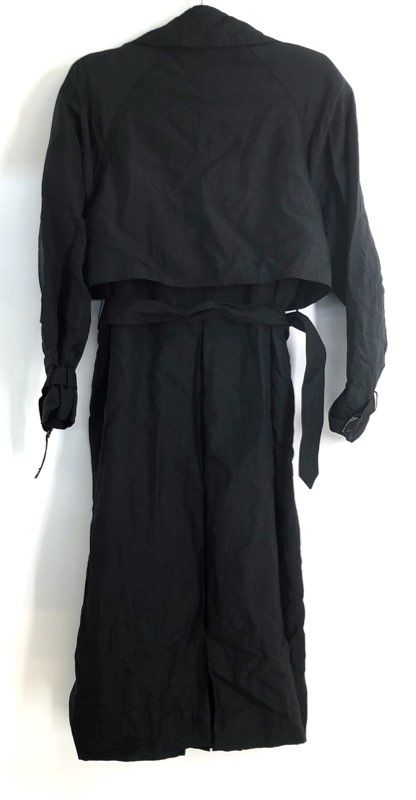 Vintage 90s Saks Fifth Avenue Women's Black Belted Nylon Trench Coat Sz 8