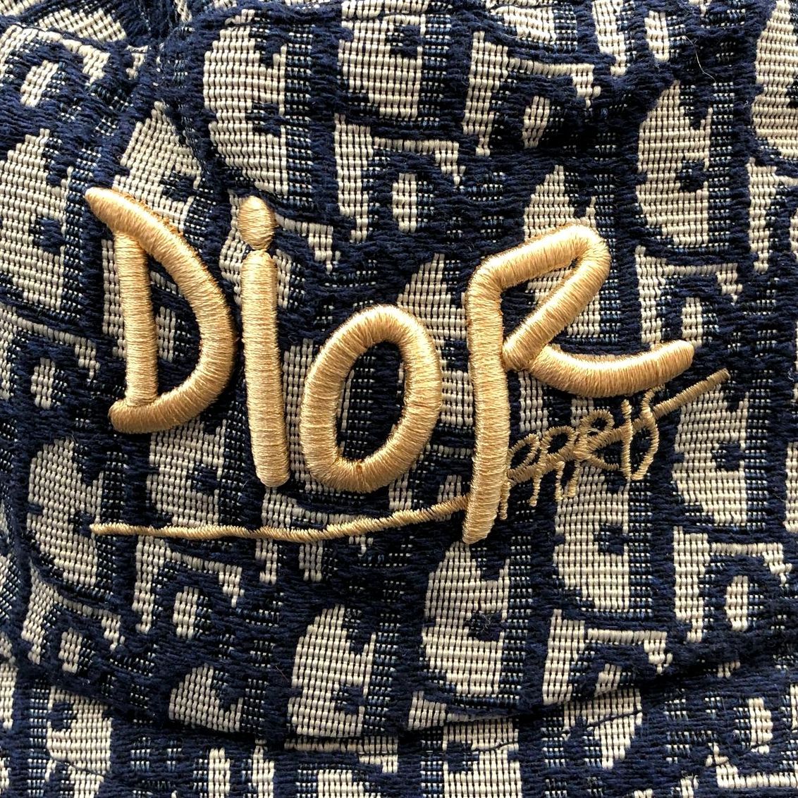 Christian Dior Women's Navy Blue Oblique Monogram Canvas Bucket Hat OS