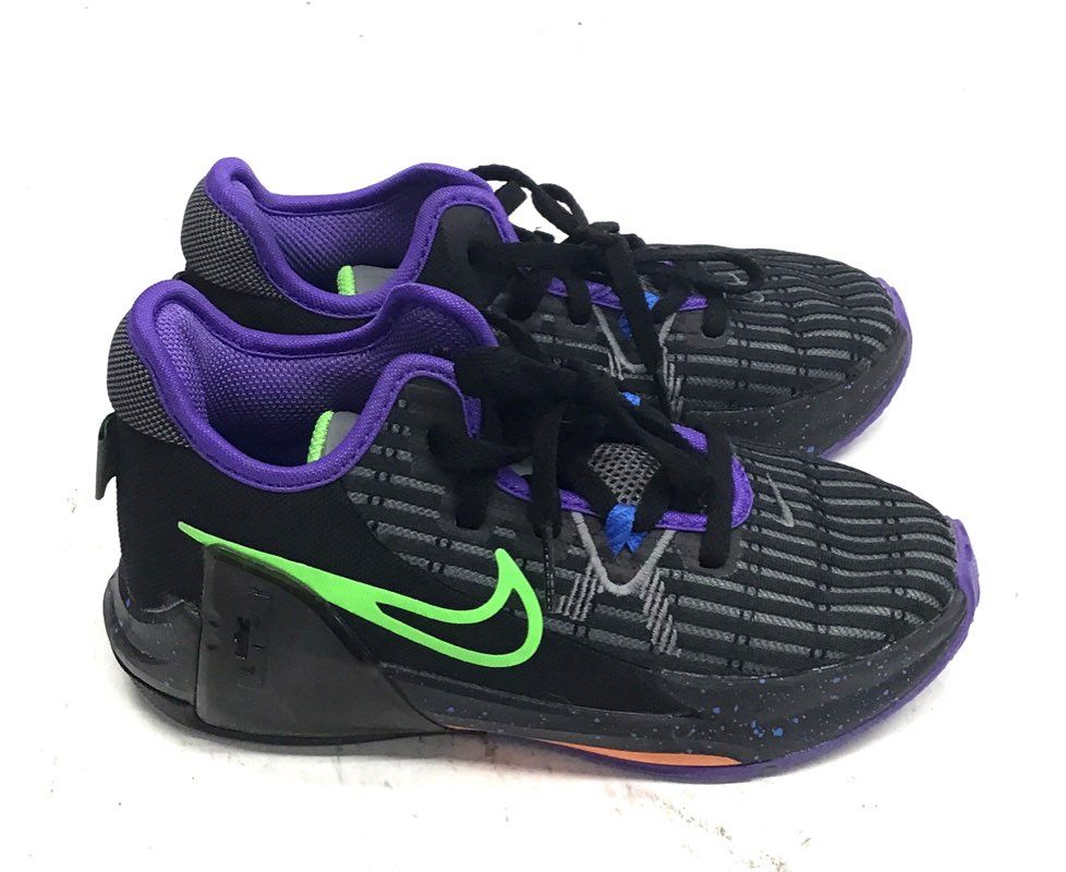Nike LeBron Witness 6 Black Electric Green Purple Kids Sneakers Size 13C