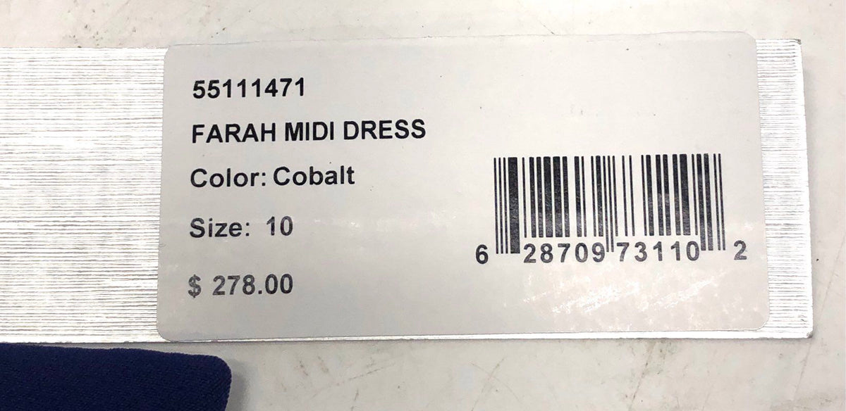 Kay Unger Women's Cobalt Farah Midi Dress Short Sleeve Ruched Draped Blue Sz 10