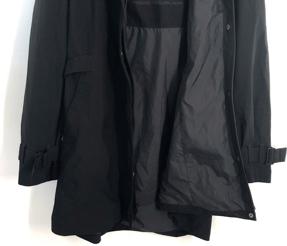 The North Face Women's Black Hooded Trench Rain Jacket Parka Buckle Sz L
