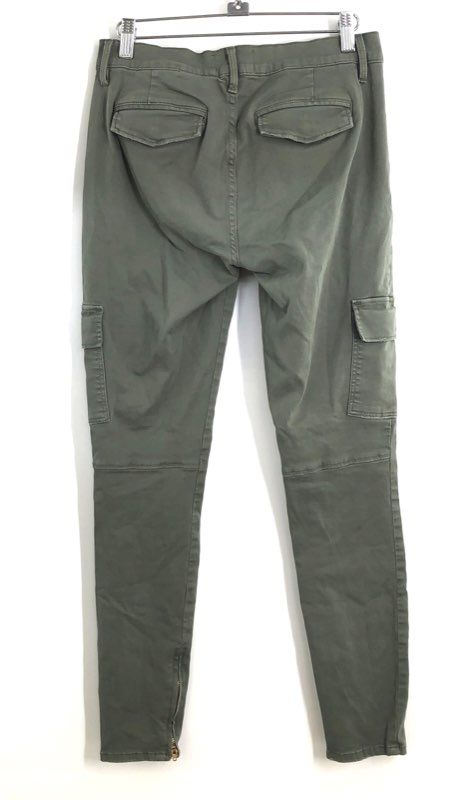 Frame Women's Platoon Skinny Cargo Pants Olive Ankle Zip Distressed Sz 28