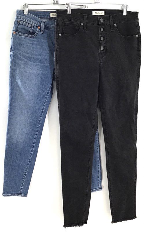 Lot 2 Madewell Women's 10" High-Rise Skinny Jeans Blue Black Button Fly Sz 29