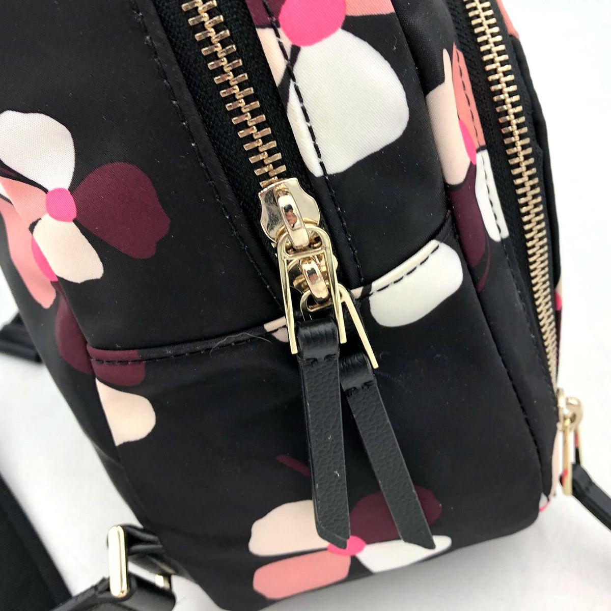 Kate Spade &#39;Dawn Dusk Buds&#39; Black/Pink/Purple Floral Print Nylon Backpack (+COA)