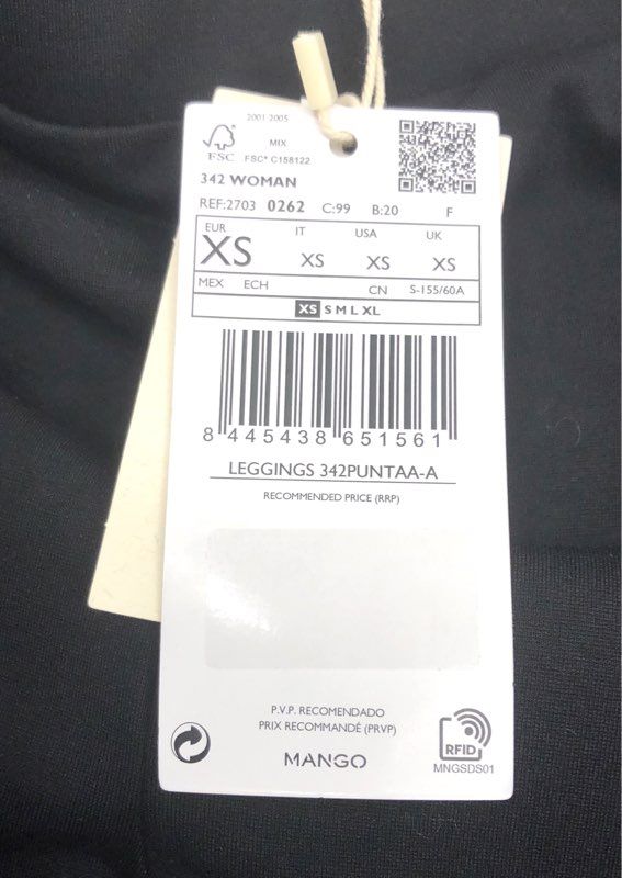 Mango Women's Black Seam Front Split Hem Leggings Trousers NWT Sz XS