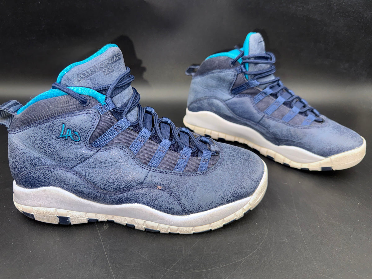 Nike Air Jordan 10 Retro Los Angeles Ocean Fog Blue Sneakers Size 5.5Y COA
