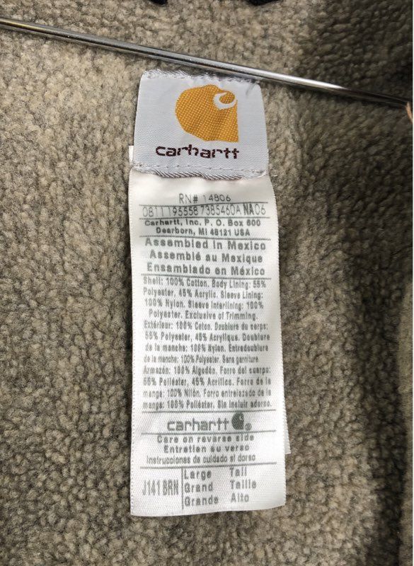 Carhartt Men's Brown Sandstone Sierra Sherpa Lined Hooded Jacket Sz Large Tall