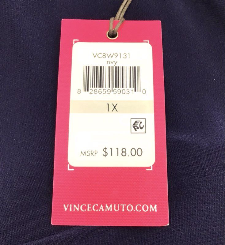 Vince Camuto Women's Navy Blue Twist Knot Front V-Neck Maxi Dress Sz 1X NWT