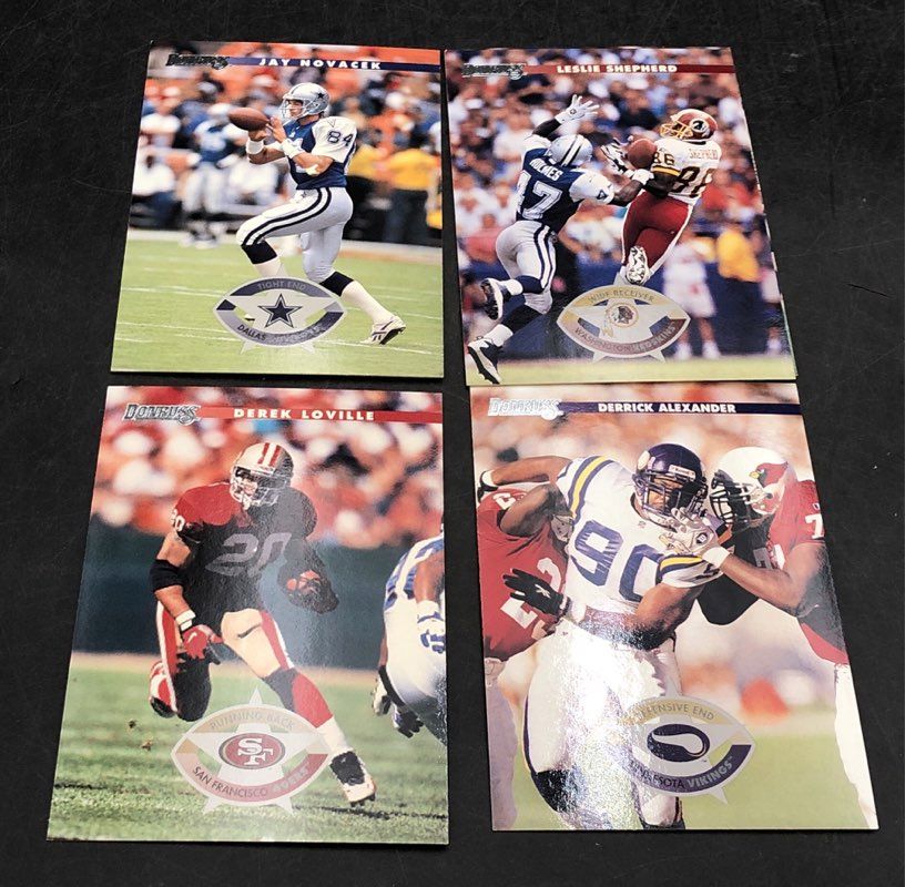 12.1 lbs. Lot Of Mixed Sports Baseball, Football, Cards. Medium Box, Unsorted