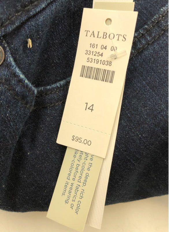 NWT Talbots Flawless Women&#39;s Blue High-Waist Barely Bootcut Jeans - Size 14