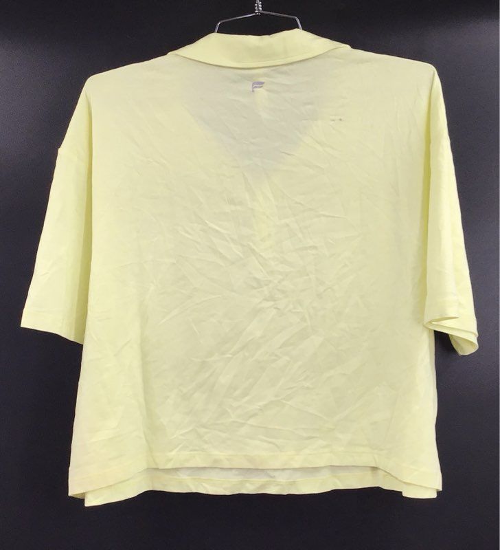 Fabletics Women's Boxy Short Sleeve Polo Shirt Yellow Cotton Blend NWT Sz XXL