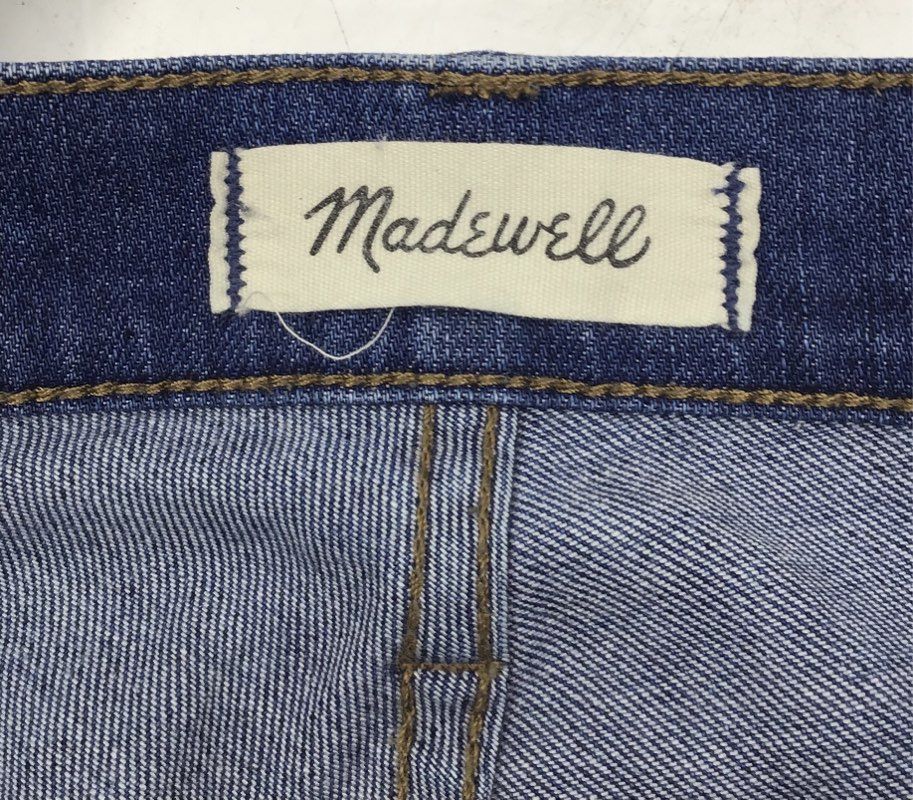 Madewell Women's 10" High-Rise Skinny Jeans Blue Raw Hem Whiskered Sz 27