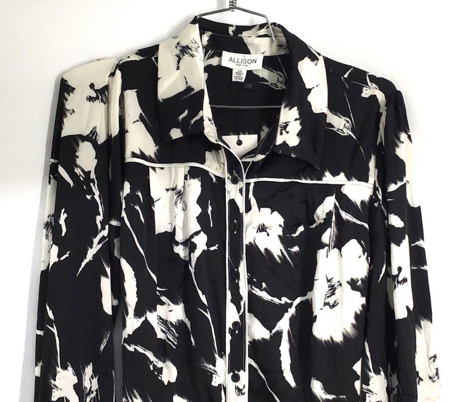 Allison New York Women's Dylan Mini Dress Black Ivory Floral NWT Sz L