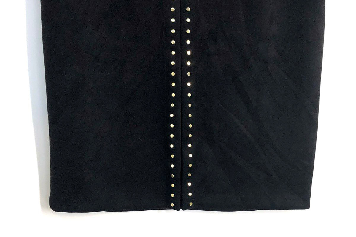 White House Black Market Women's Black Studded Faux Suede Pencil Skirt Size 6