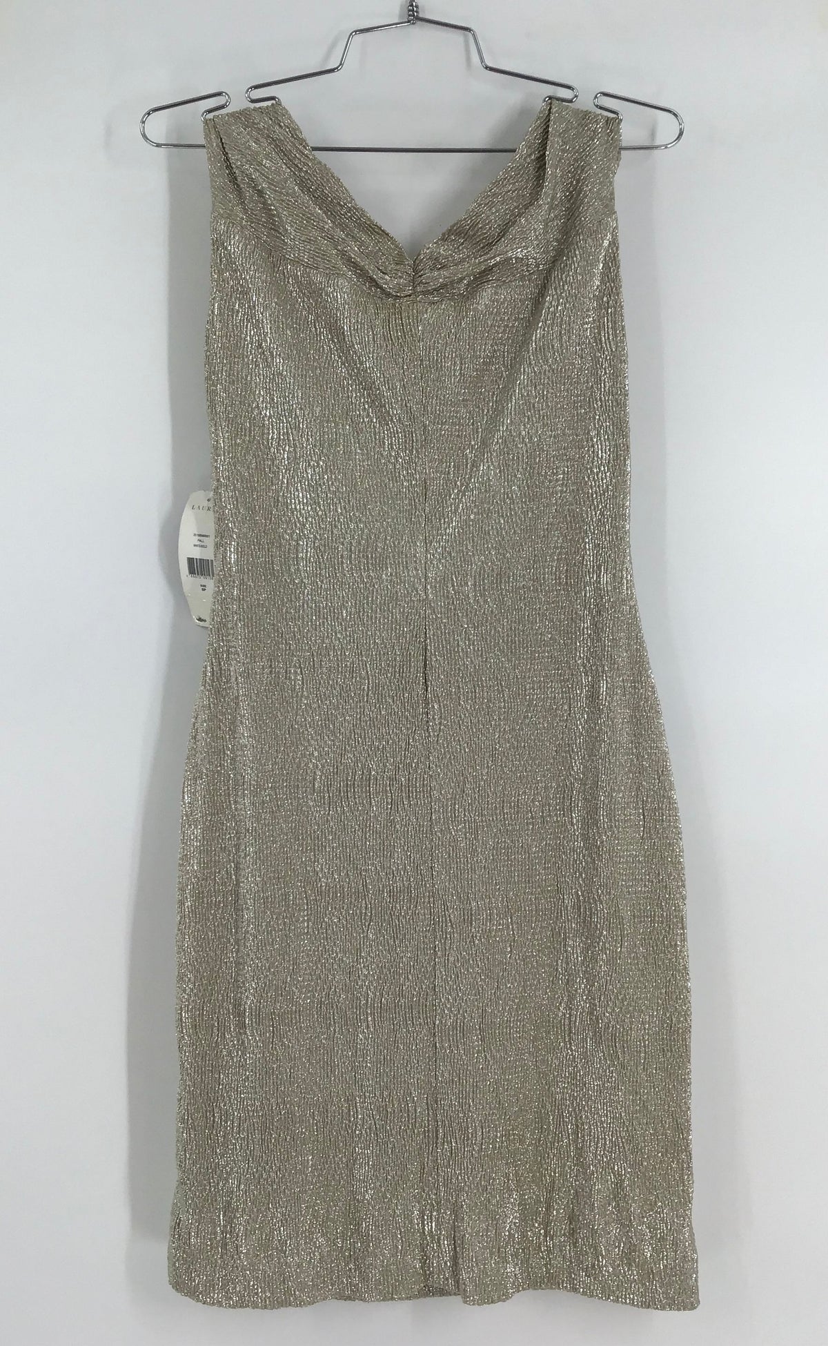 NWT Lauren Ralph Lauren Women&#39;s White Gold Sheath Dress - Size 8P