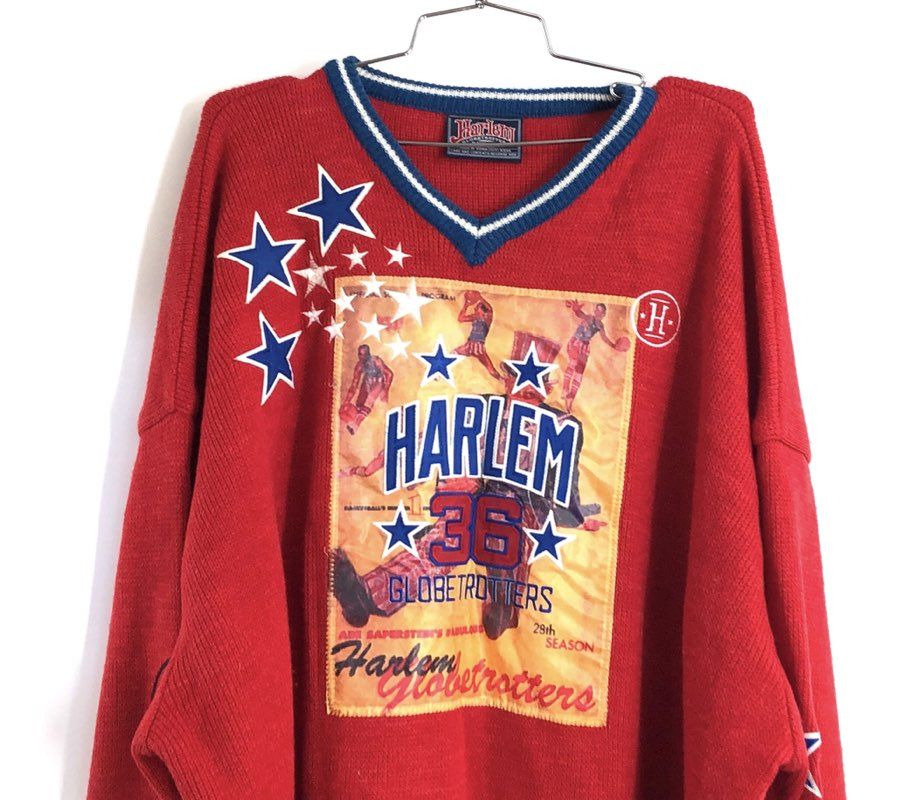 Vintage 90s Harlem Globetrotters Platinum FUBU 75th Season Sweater Red Sz XXXL