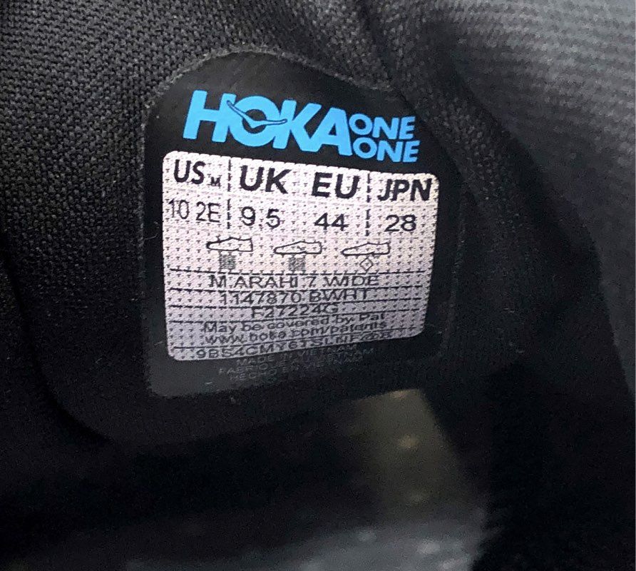Hoka Arahi 7 Black White Men's Road Running Shoes Size 10 2E Wide