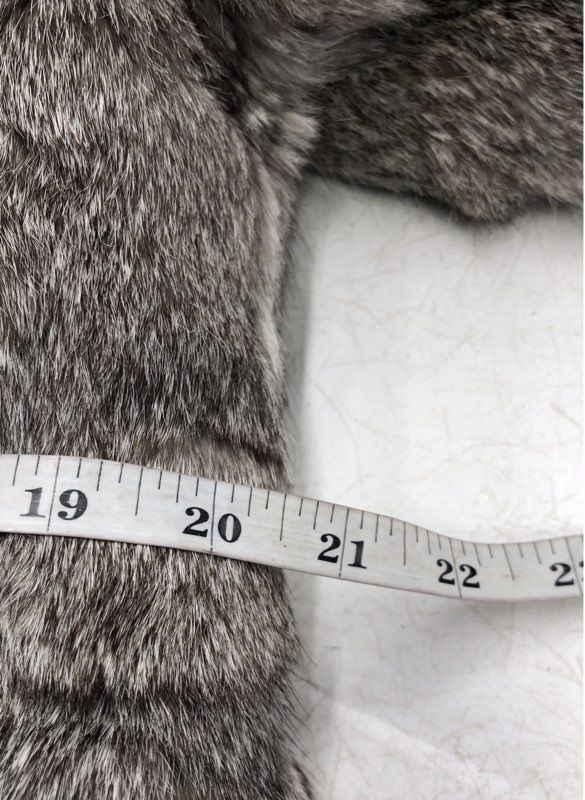 Vintage 80s Women's Gray Rabbit Fur Jacket Coat Patchwork Single Button Sz L