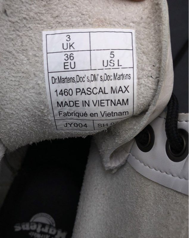 Dr. Martens 1460 Pascal Max White Leather Platform Boots Women's Size 5