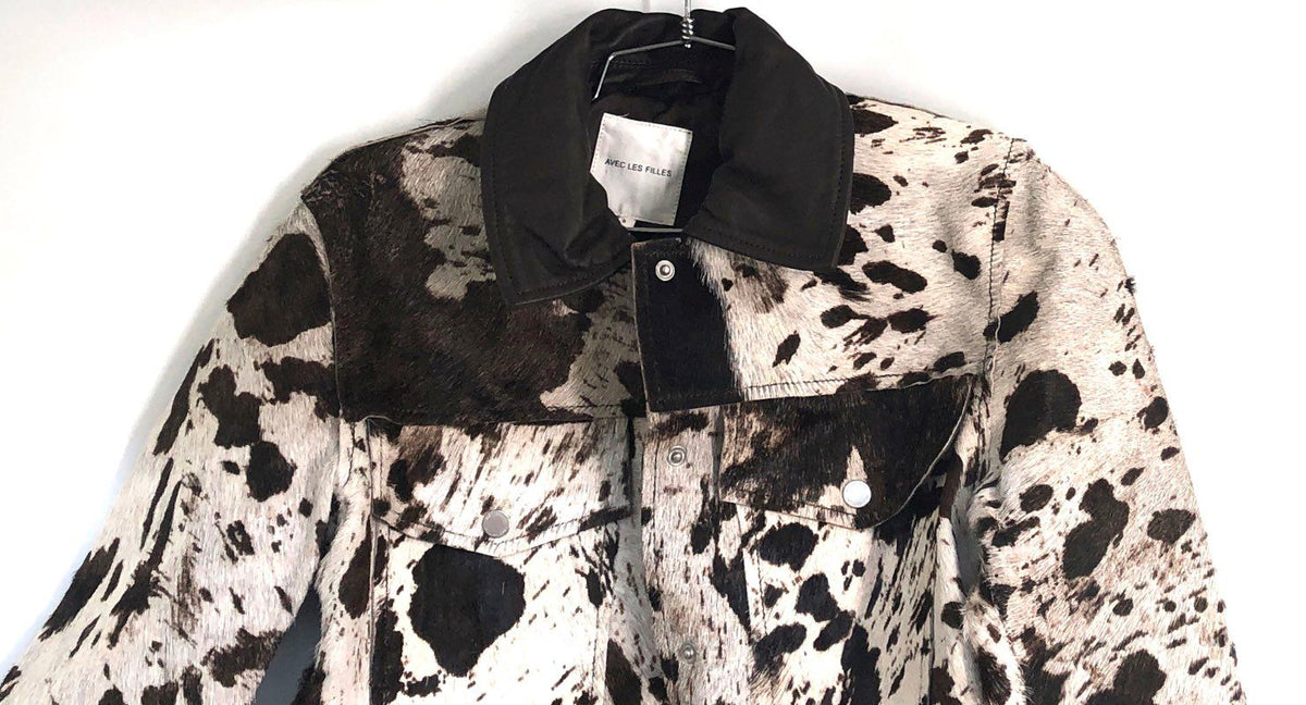 Avec Les Filles Women's Anthropologie Cow Print Goat Hair Jacket Sz S NWT