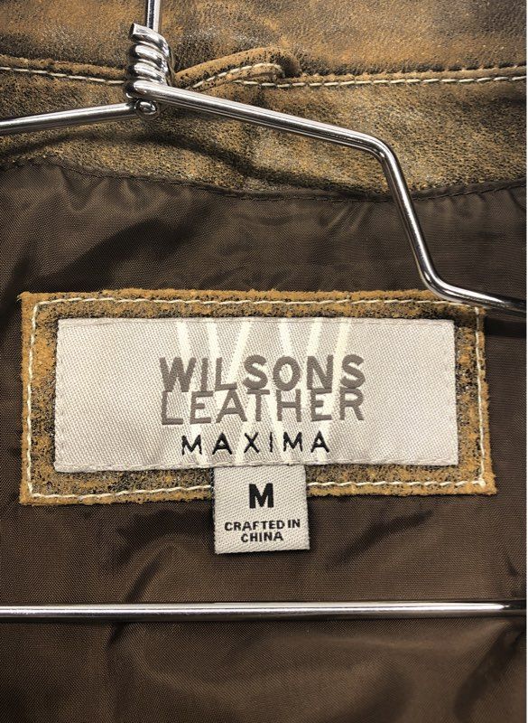 Vintage Y2K Wilsons Leather Maxima Women's Distressed Brown Blazer Jacket Sz M