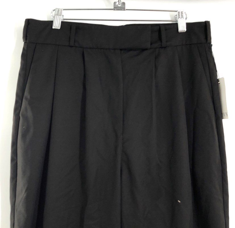 SLOVN Women's Black Pleated Wide Leg High Rise Trousers NWT Sz 2