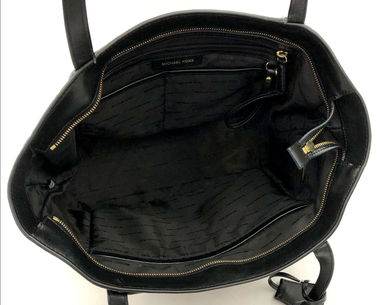 Michael Kors 'Whitney' Black Pebbled Leather Tote with Gold-Tone Hardware (+COA)
