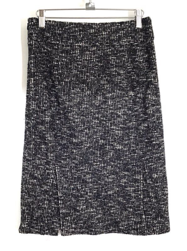 Banana Republic Women's Black White Tweed Italian Fabric Cotton Wool Skirt Sz 2