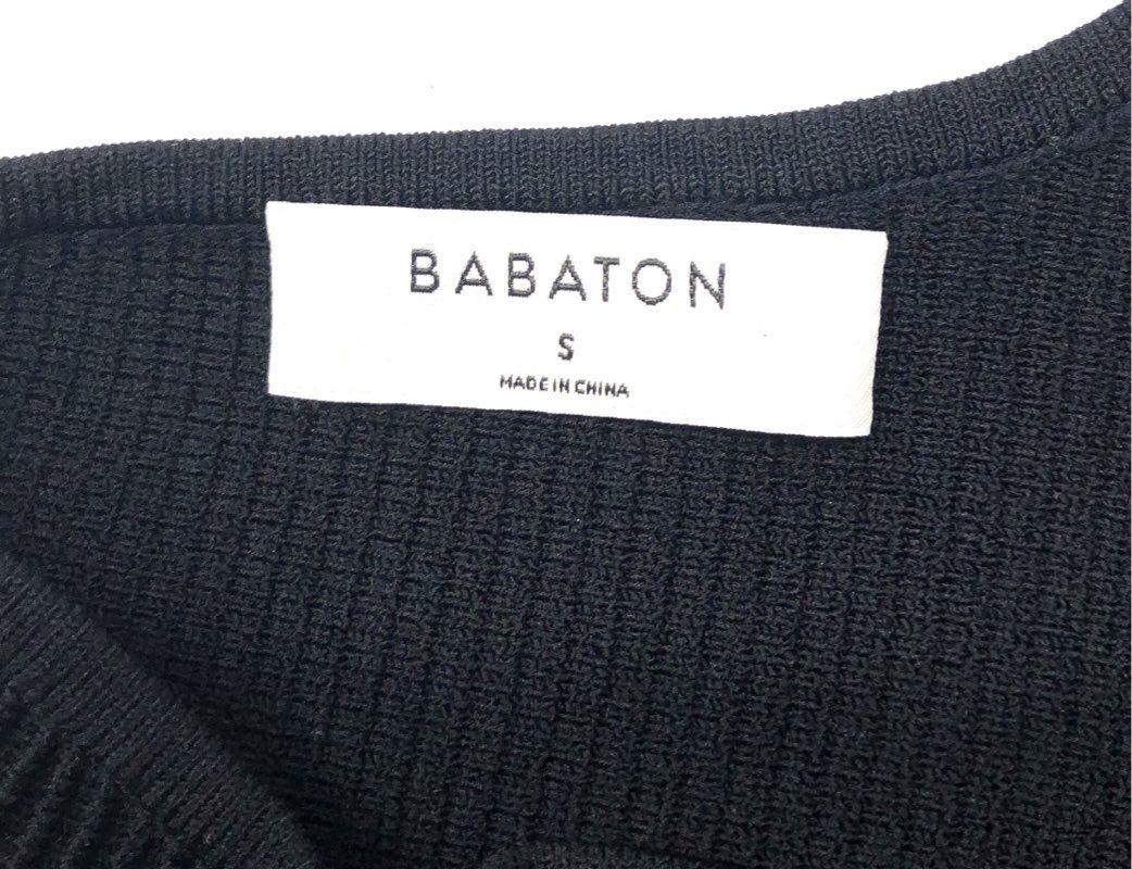 Babaton Women's Black One Shoulder Ribbed Knit Sculpt Mini Dress Sz S