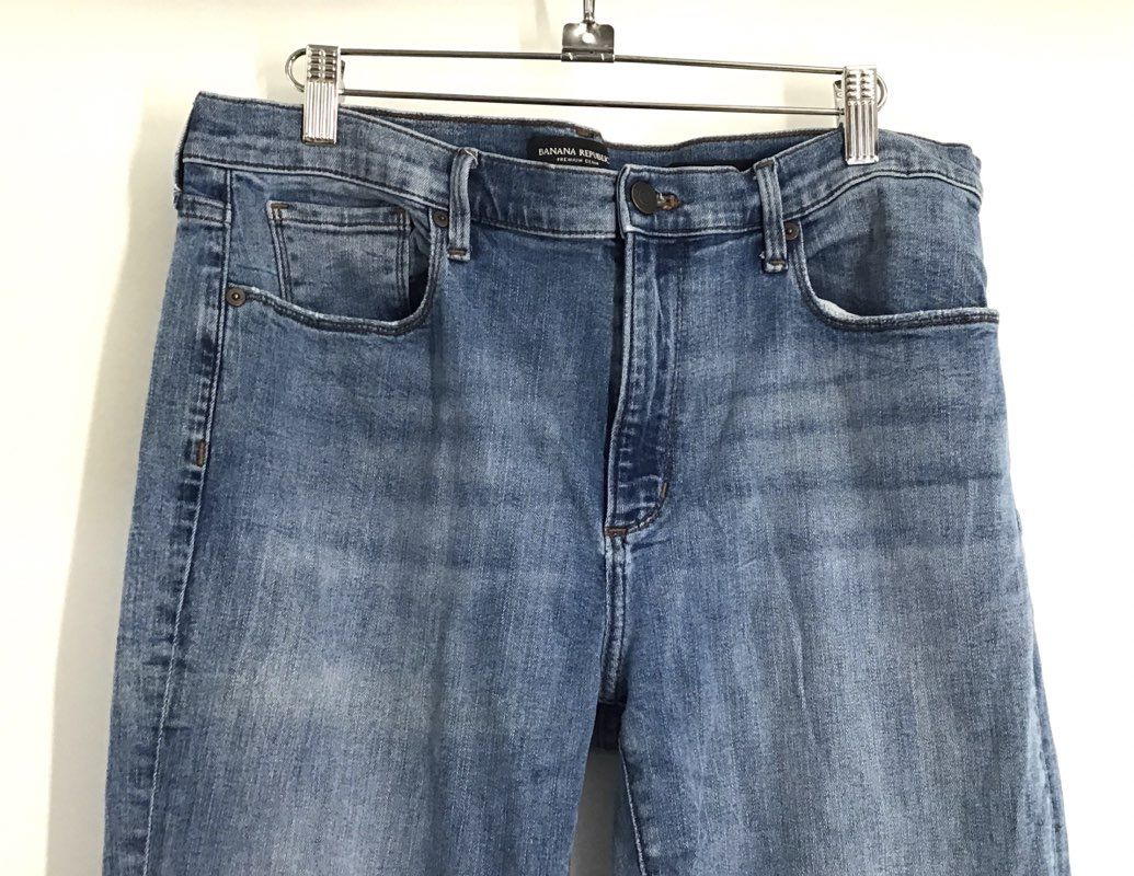 Banana Republic Women's Blue Distressed Ripped Knee Skinny Jeans Sz 32