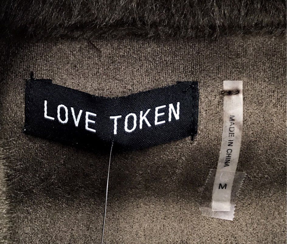 NWT Love Token Women's Brown Faux Fur Trench Coat - Size M