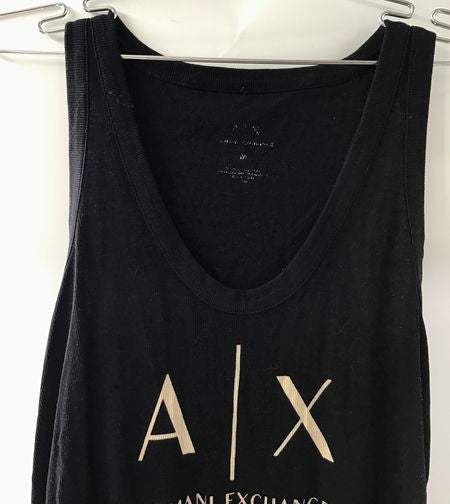 Armani Exchange Women&#39;s Black Scoop Neck Tank Top - Size Medium With COA