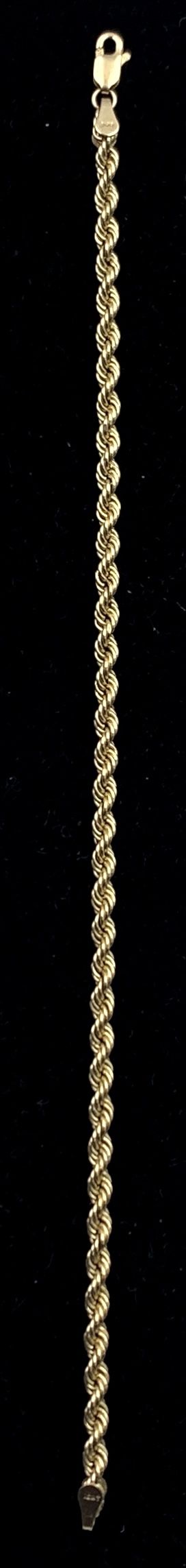 Terrific 10K Yellow Gold 7" Rope Bracelet 1.67g