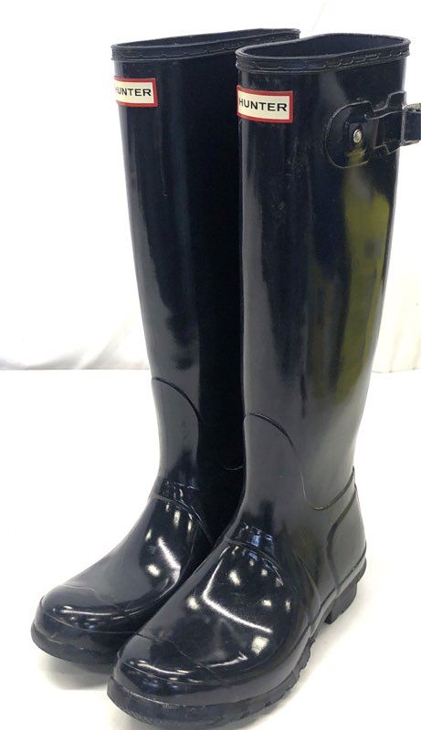 Hunter Original Tall Gloss Navy Blue Rain Wellington Boots Women's Size 8